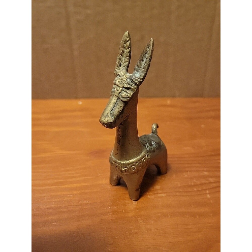 Vintage Brass Or Bronze Burro Donkey Animal 3.5" Small
